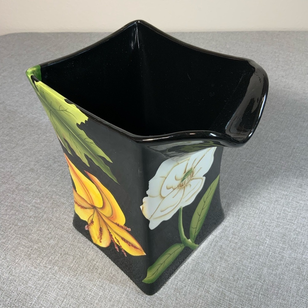 Pacific Rim Hand Painted Floral Pitcher/Vase - Picture 2 of 11